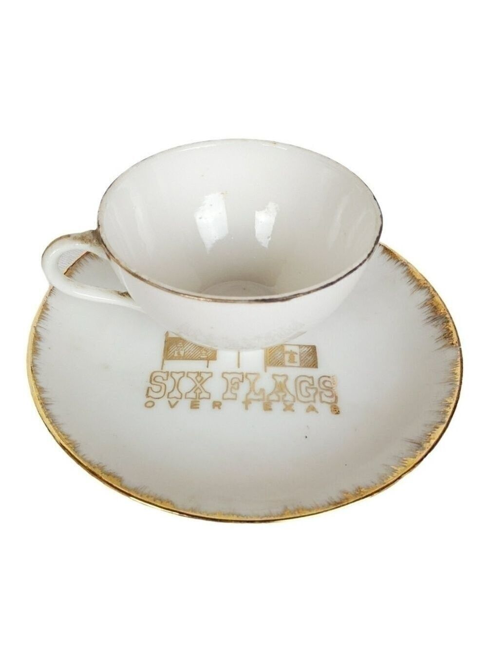 Vintage Six Flags over Texas cup and saucer set